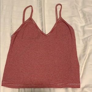 Red and white striped crop tank top